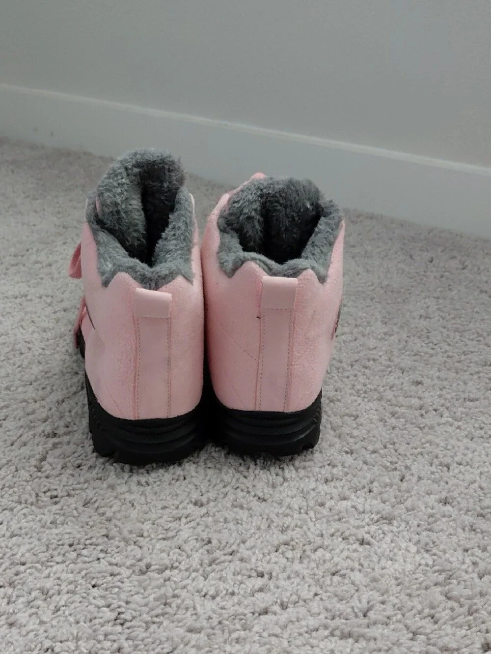 Outdoors Pink Faux-Fur Ankle Boots